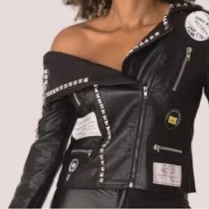 Stylish Black Leather Jacket with Studded Accents